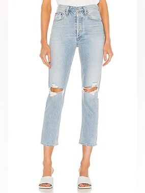 Agolde Riley High Rise Straight Crop Jeans Clear Skies